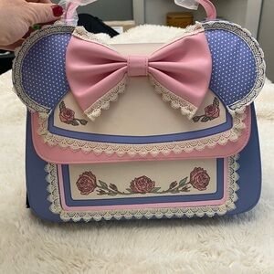 Loungefly Minnie Floral Crossbody with Lace Ears. NWT